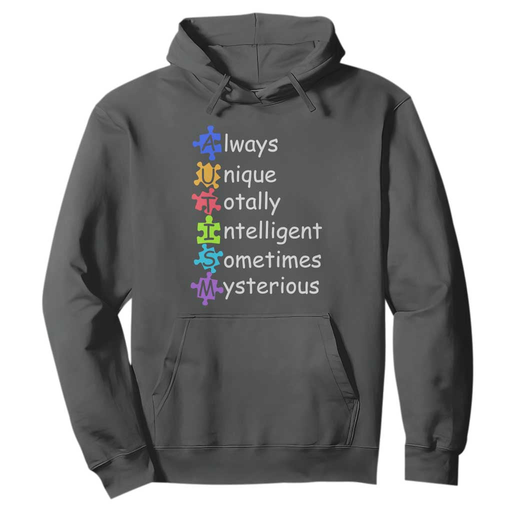 Autism Definition Hoodie Always Unique Totally Intelligent Sometimes Mysterious TS01 Dark Heather Printyourwear
