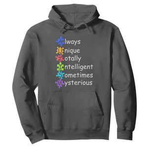 Autism Definition Hoodie Always Unique Totally Intelligent Sometimes Mysterious TS01 Dark Heather Printyourwear