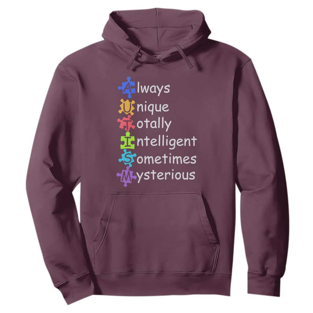 Autism Definition Hoodie Always Unique Totally Intelligent Sometimes Mysterious TS01 Maroon Printyourwear