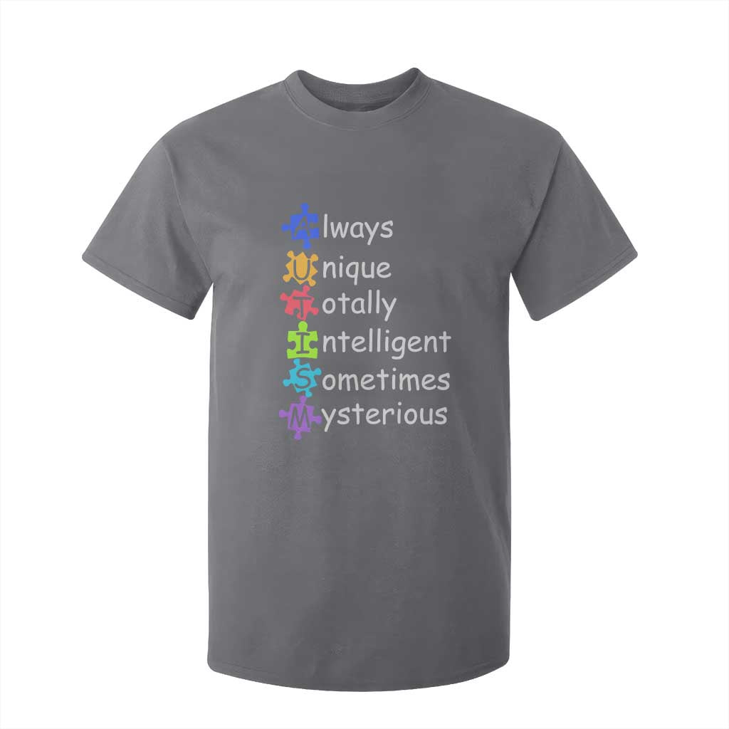 Autism Definition T Shirt For Kid Always Unique Totally Intelligent Sometimes Mysterious TS01 Charcoal Printyourwear
