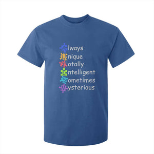 Autism Definition T Shirt For Kid Always Unique Totally Intelligent Sometimes Mysterious TS01 Royal Blue Printyourwear