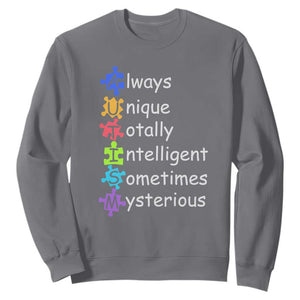 Autism Definition Sweatshirt Always Unique Totally Intelligent Sometimes Mysterious TS01 Charcoal Printyourwear