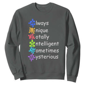 Autism Definition Sweatshirt Always Unique Totally Intelligent Sometimes Mysterious TS01 Dark Heather Printyourwear