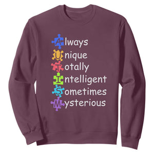 Autism Definition Sweatshirt Always Unique Totally Intelligent Sometimes Mysterious TS01 Maroon Printyourwear