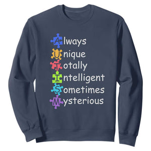 Autism Definition Sweatshirt Always Unique Totally Intelligent Sometimes Mysterious TS01 Navy Printyourwear