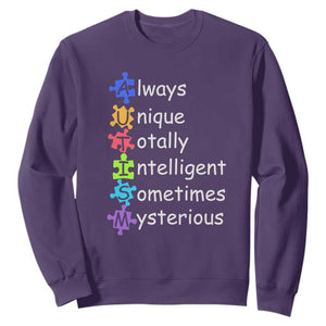 Autism Definition Sweatshirt Always Unique Totally Intelligent Sometimes Mysterious TS01 Purple Printyourwear