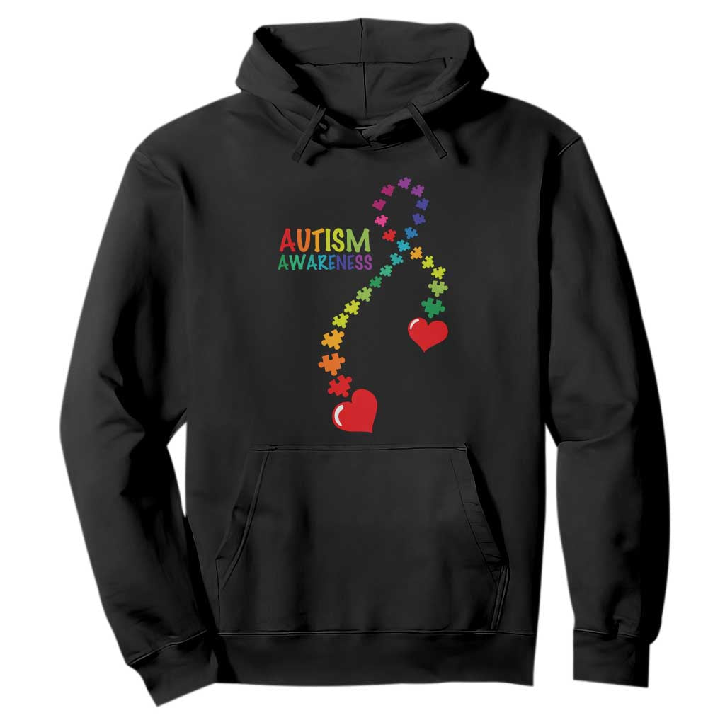Heart Autism Awareness Hoodie Puzzle Heart Ribbon Support Accept TS01 Black Printyourwear