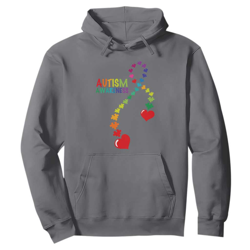 Heart Autism Awareness Hoodie Puzzle Heart Ribbon Support Accept TS01 Charcoal Printyourwear