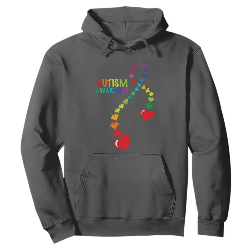 Heart Autism Awareness Hoodie Puzzle Heart Ribbon Support Accept TS01 Dark Heather Printyourwear