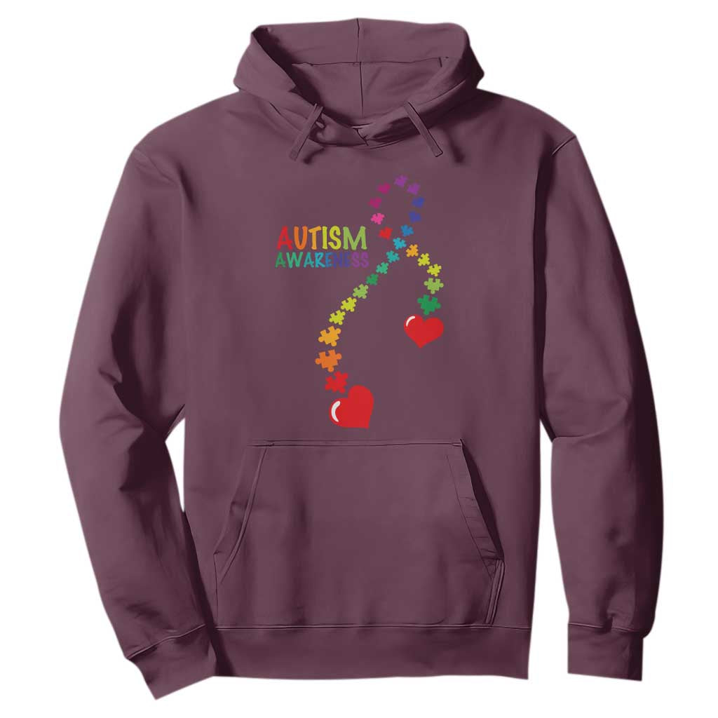 Heart Autism Awareness Hoodie Puzzle Heart Ribbon Support Accept TS01 Maroon Printyourwear