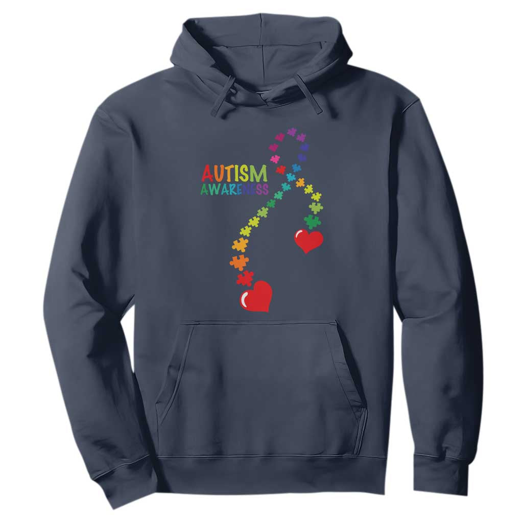 Heart Autism Awareness Hoodie Puzzle Heart Ribbon Support Accept TS01 Navy Printyourwear