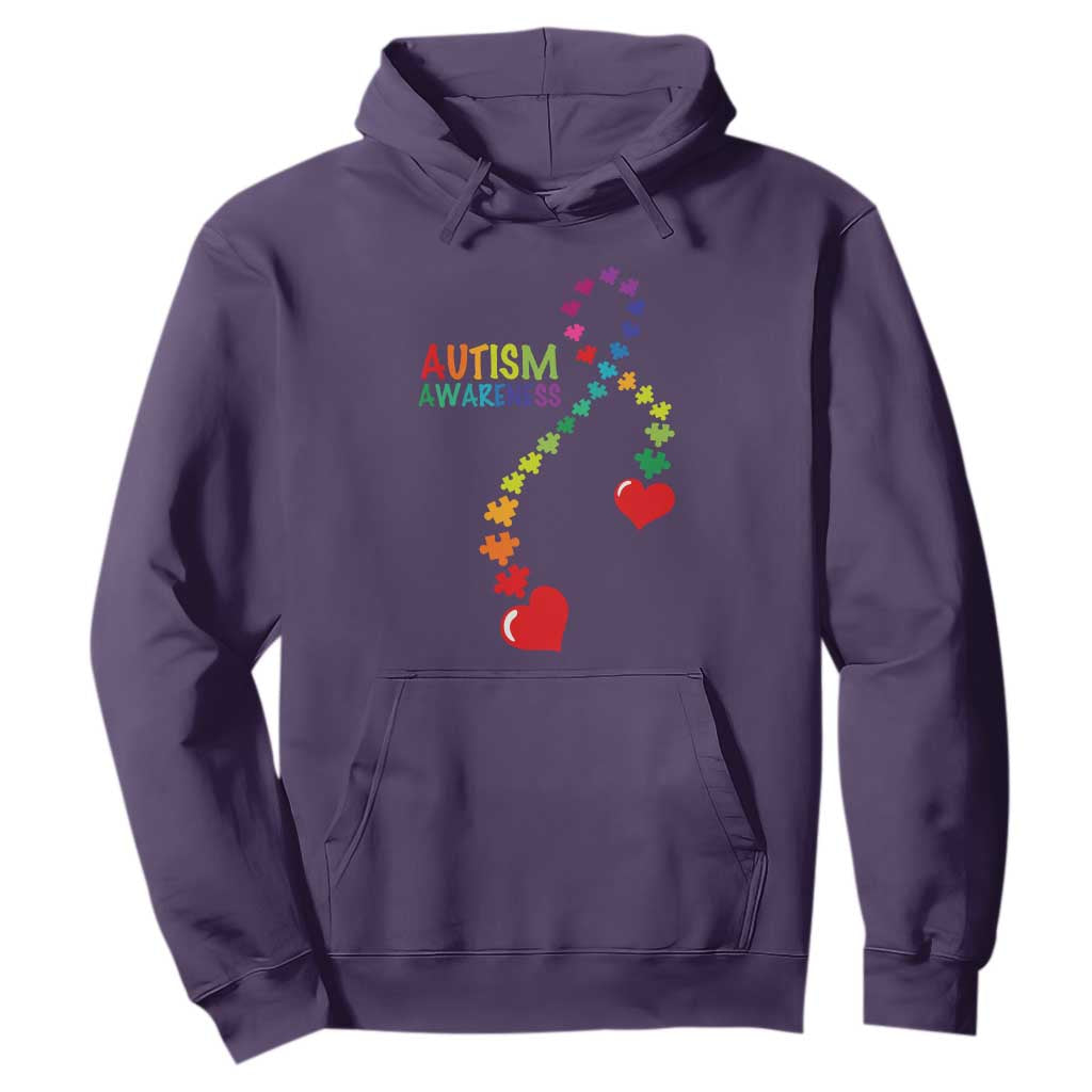 Heart Autism Awareness Hoodie Puzzle Heart Ribbon Support Accept TS01 Purple Printyourwear