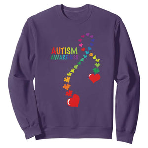 Heart Autism Awareness Sweatshirt Puzzle Heart Ribbon Support Accept TS01 Purple Printyourwear