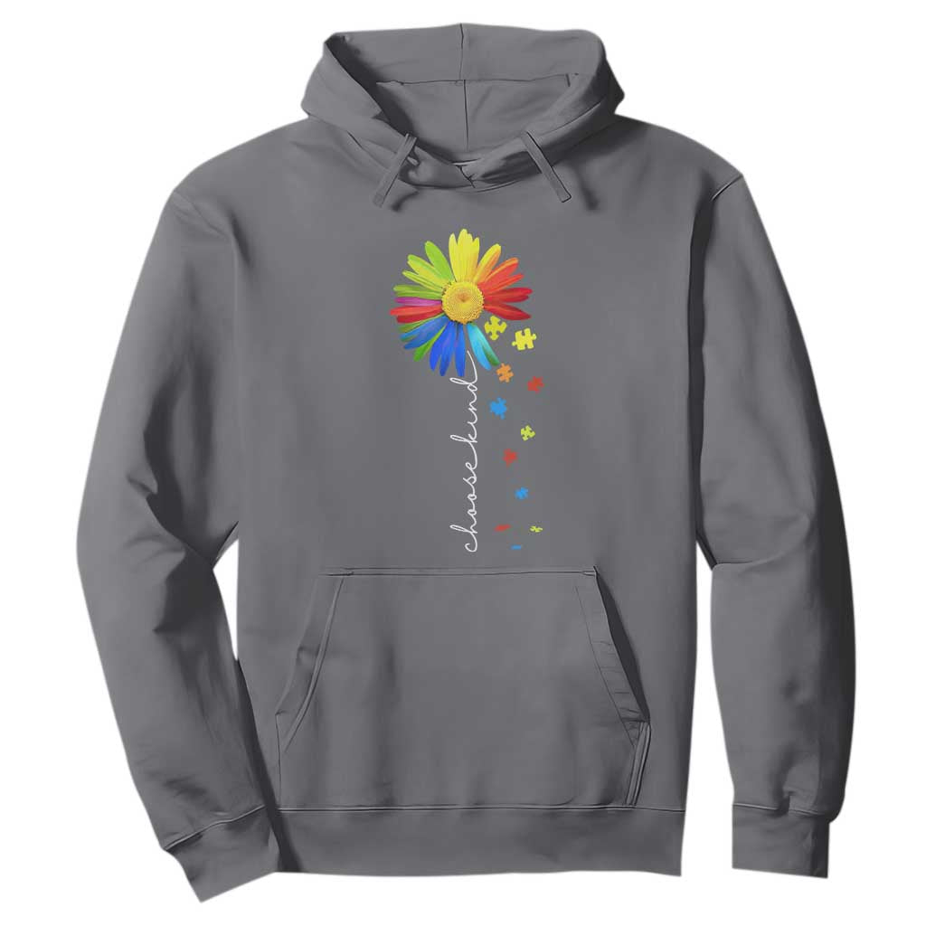 Sunflower Autism Hoodie Choose Kind Rainbow Puzzle Piece TS01 Charcoal Printyourwear