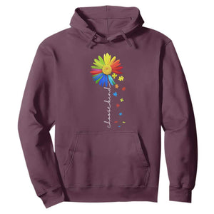 Sunflower Autism Hoodie Choose Kind Rainbow Puzzle Piece TS01 Maroon Printyourwear