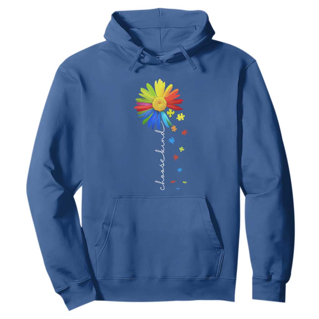Sunflower Autism Hoodie Choose Kind Rainbow Puzzle Piece TS01 Royal Blue Printyourwear