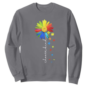 Sunflower Autism Sweatshirt Choose Kind Rainbow Puzzle Piece TS01 Charcoal Printyourwear
