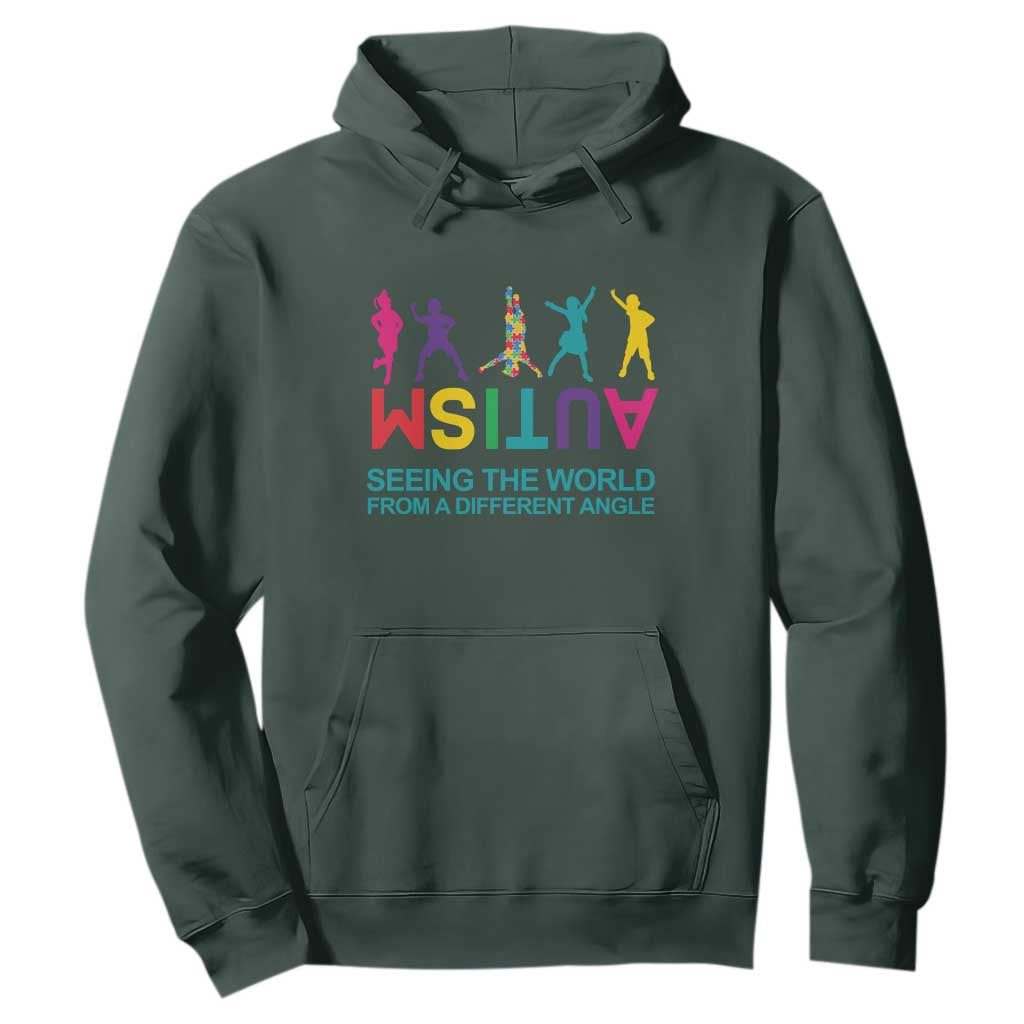 Proud Autism Hoodie Seeing The World From A Different Angle TS01 Dark Forest Green Printyourwear