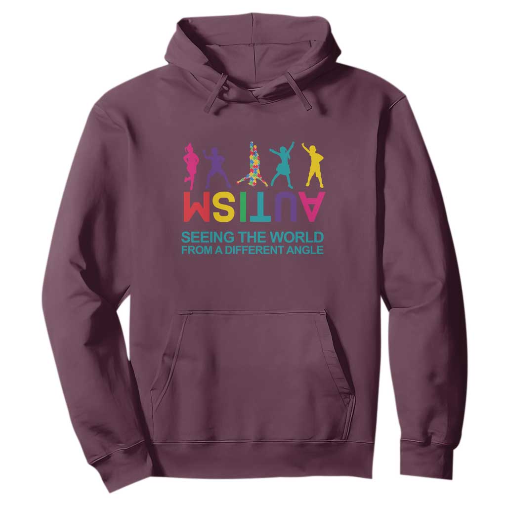 Proud Autism Hoodie Seeing The World From A Different Angle TS01 Maroon Printyourwear