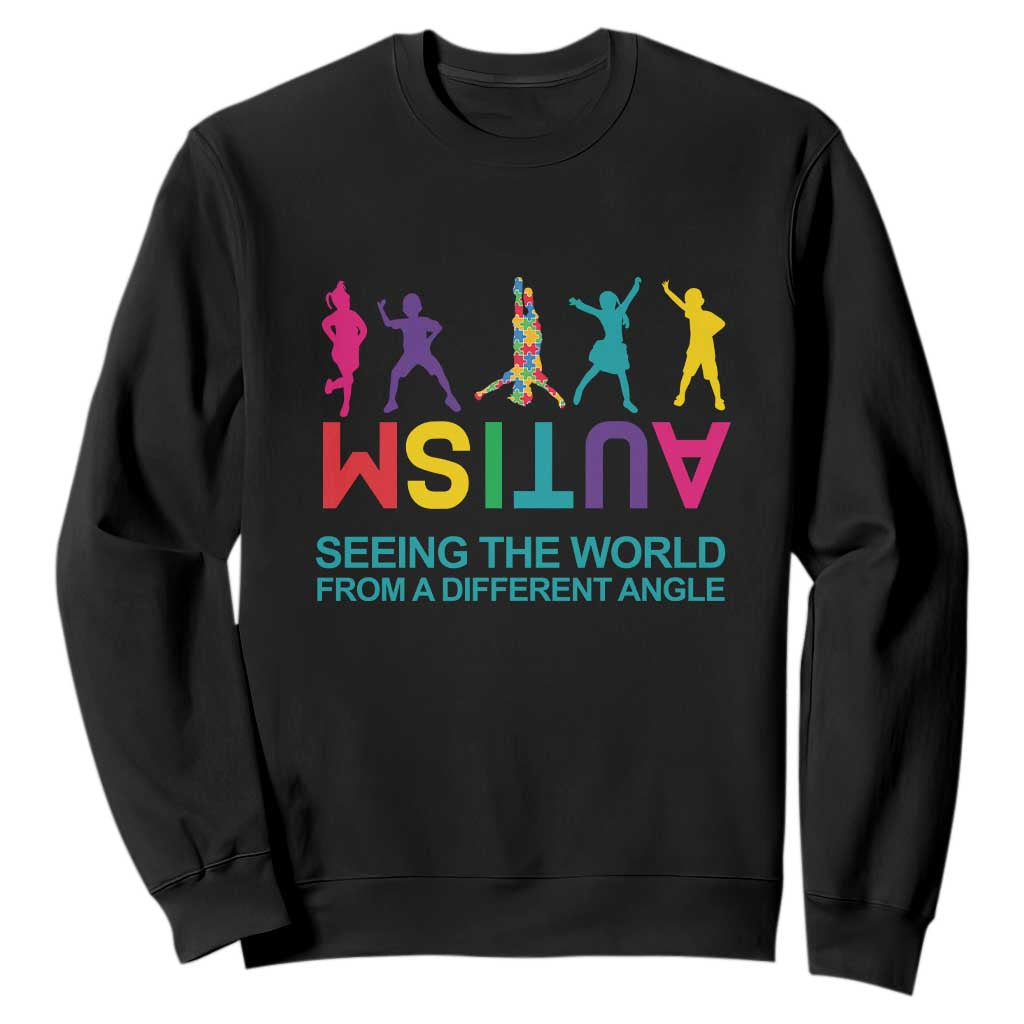 Proud Autism Sweatshirt Seeing The World From A Different Angle TS01 Black Printyourwear