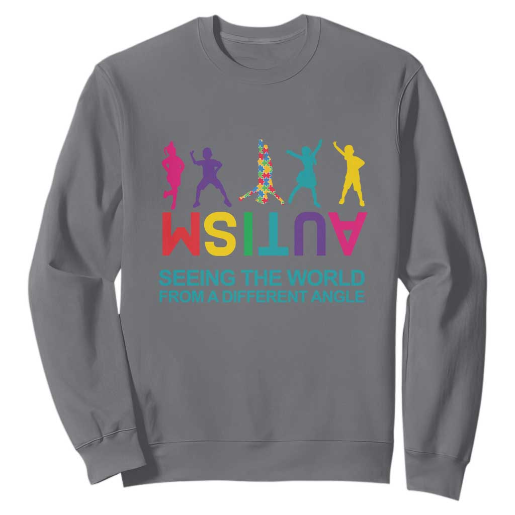 Proud Autism Sweatshirt Seeing The World From A Different Angle TS01 Charcoal Printyourwear