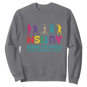 Proud Autism Sweatshirt Seeing The World From A Different Angle TS01 Charcoal Printyourwear