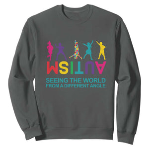 Proud Autism Sweatshirt Seeing The World From A Different Angle TS01 Dark Heather Printyourwear