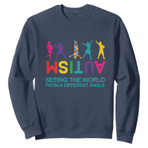 Proud Autism Sweatshirt Seeing The World From A Different Angle TS01 Navy Printyourwear