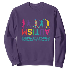Proud Autism Sweatshirt Seeing The World From A Different Angle TS01 Purple Printyourwear