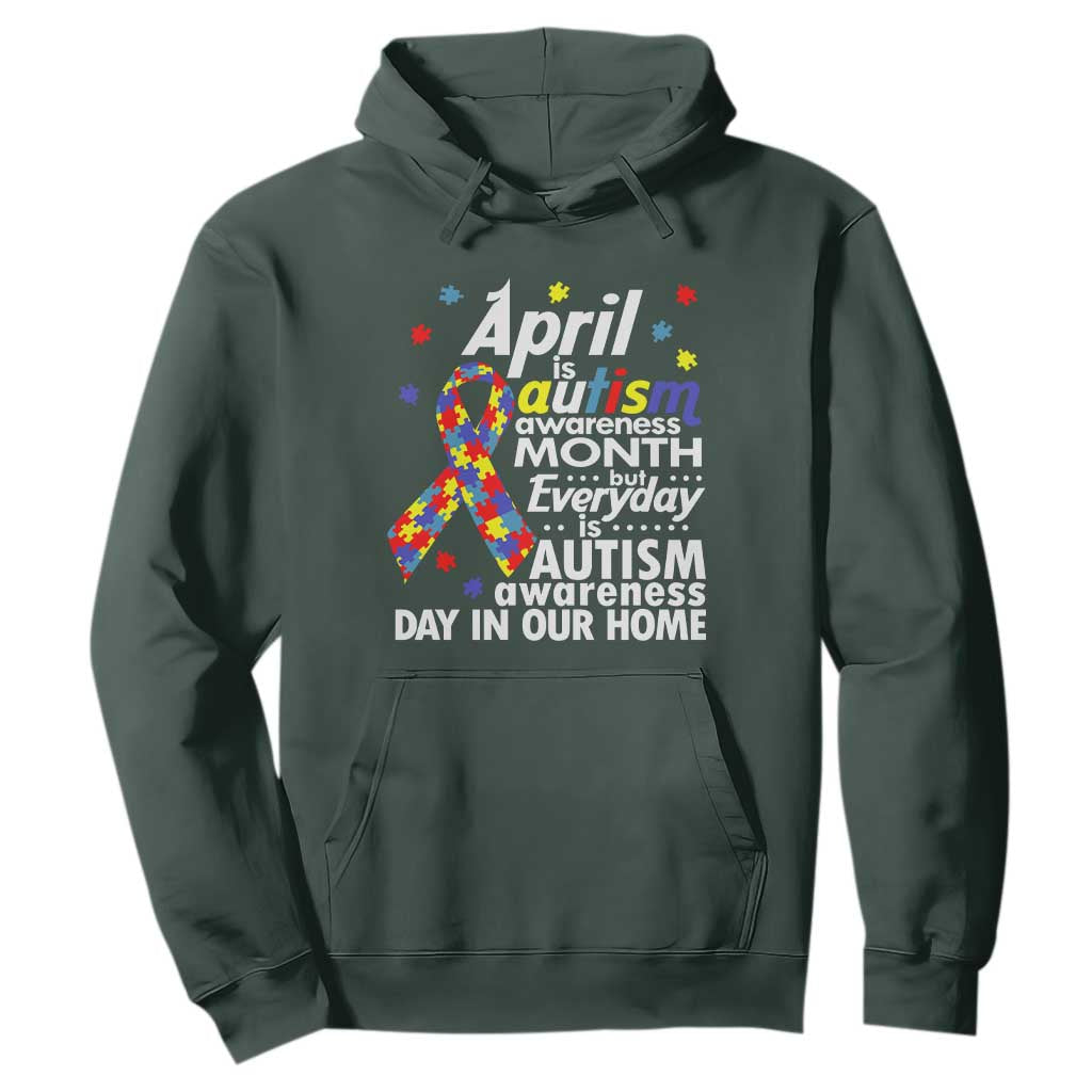 Autism Awareness Hoodie Everyday In Our Home Spectrum Puzzle Ribbon TS01 Dark Forest Green Printyourwear