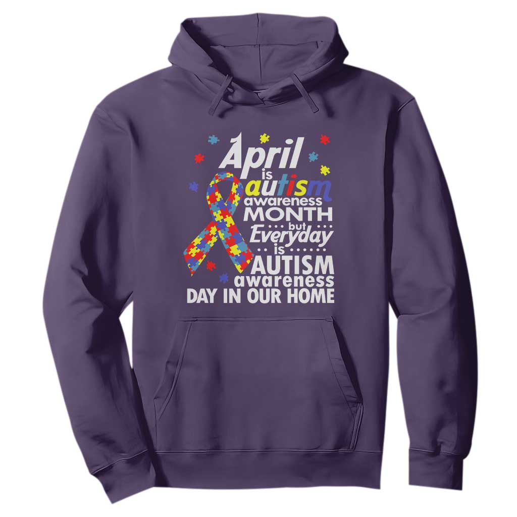 Autism Awareness Hoodie Everyday In Our Home Spectrum Puzzle Ribbon TS01 Purple Printyourwear