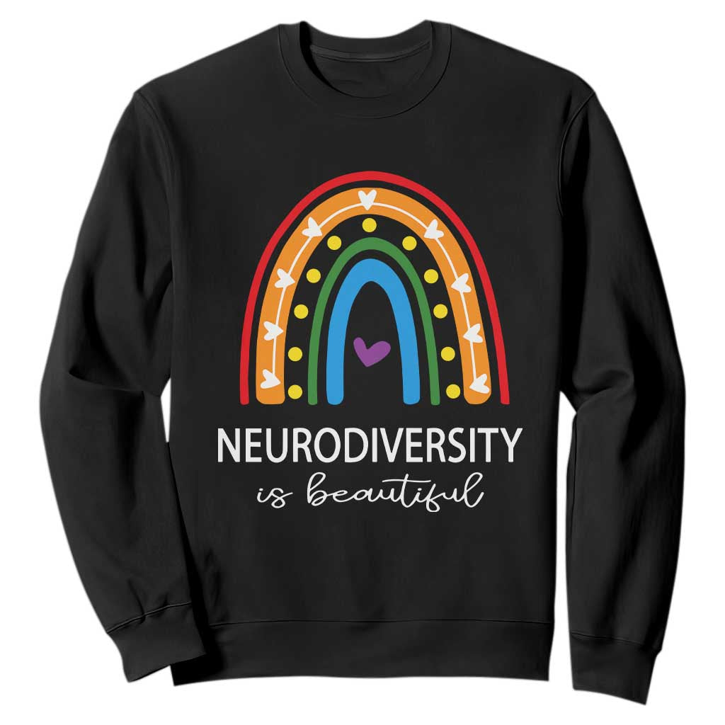 Heart Autism Awareness Sweatshirt Neurodiversity Is Beautiful TS01 Black Printyourwear