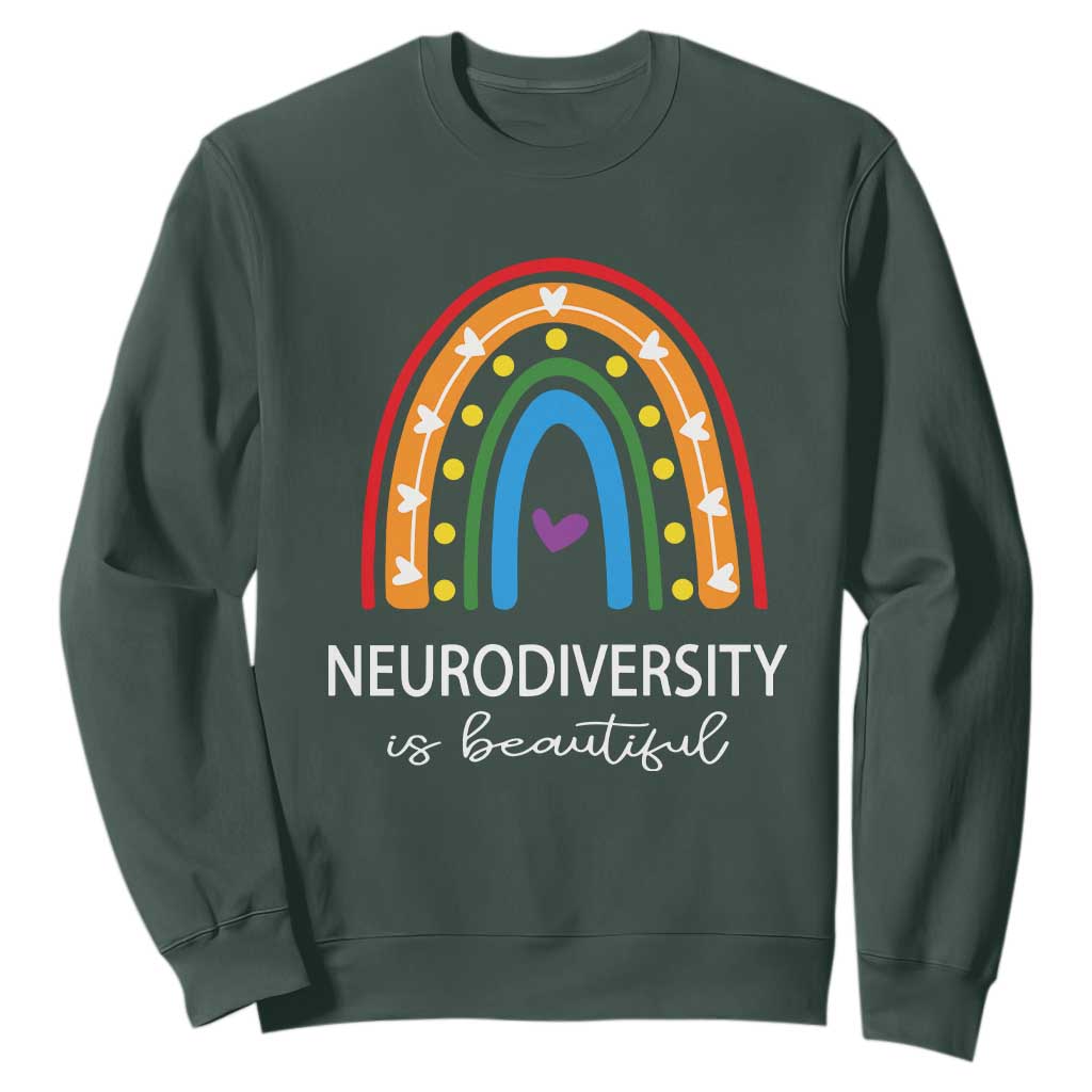 Heart Autism Awareness Sweatshirt Neurodiversity Is Beautiful TS01 Dark Forest Green Printyourwear