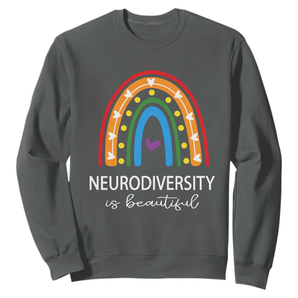 Heart Autism Awareness Sweatshirt Neurodiversity Is Beautiful TS01 Dark Heather Printyourwear