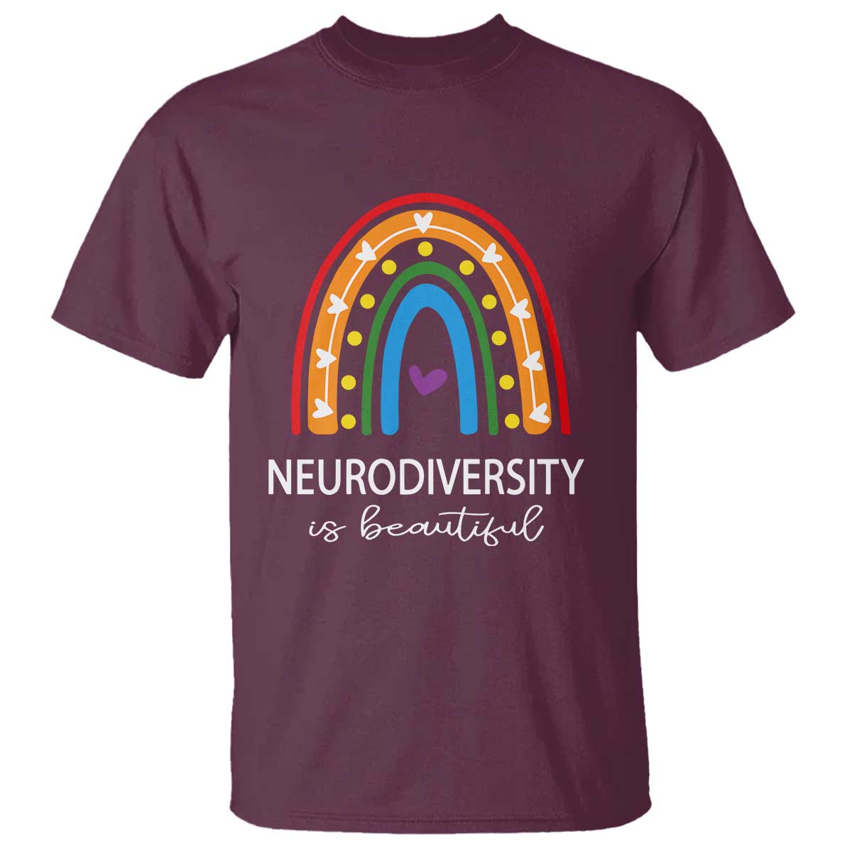 Heart Autism Awareness T Shirt Neurodiversity Is Beautiful TS01 Maroon Printyourwear