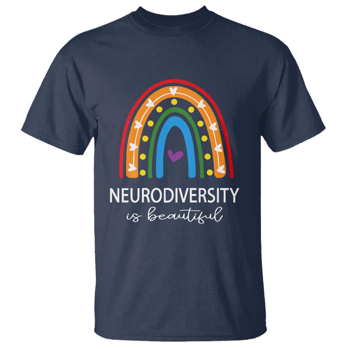 Heart Autism Awareness T Shirt Neurodiversity Is Beautiful TS01 Navy Printyourwear