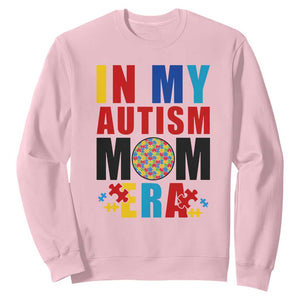 In My Autism Mom Era Sweatshirt Love Support Puzzle Piece TS01 Light Pink Printyourwear