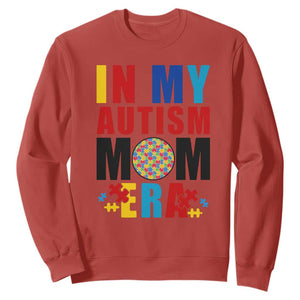 In My Autism Mom Era Sweatshirt Love Support Puzzle Piece TS01 Red Printyourwear