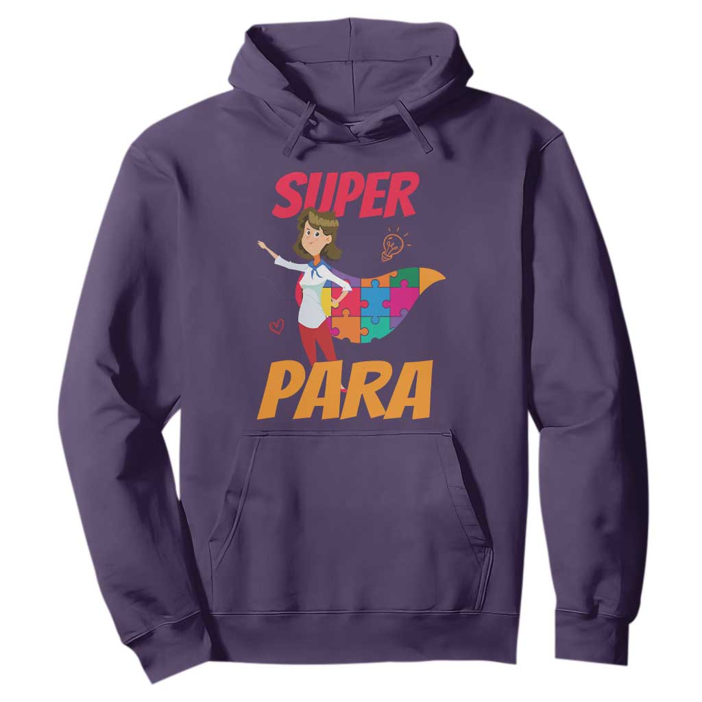 Autism Paraprofessional Teacher Hoodie Super Para Hero Support TS01 Purple Printyourwear