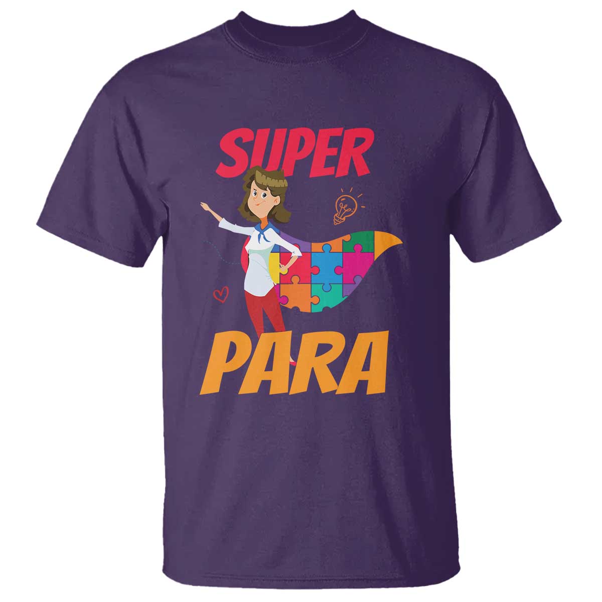 Autism Paraprofessional Teacher T Shirt Super Para Hero Support TS01 Purple Printyourwear