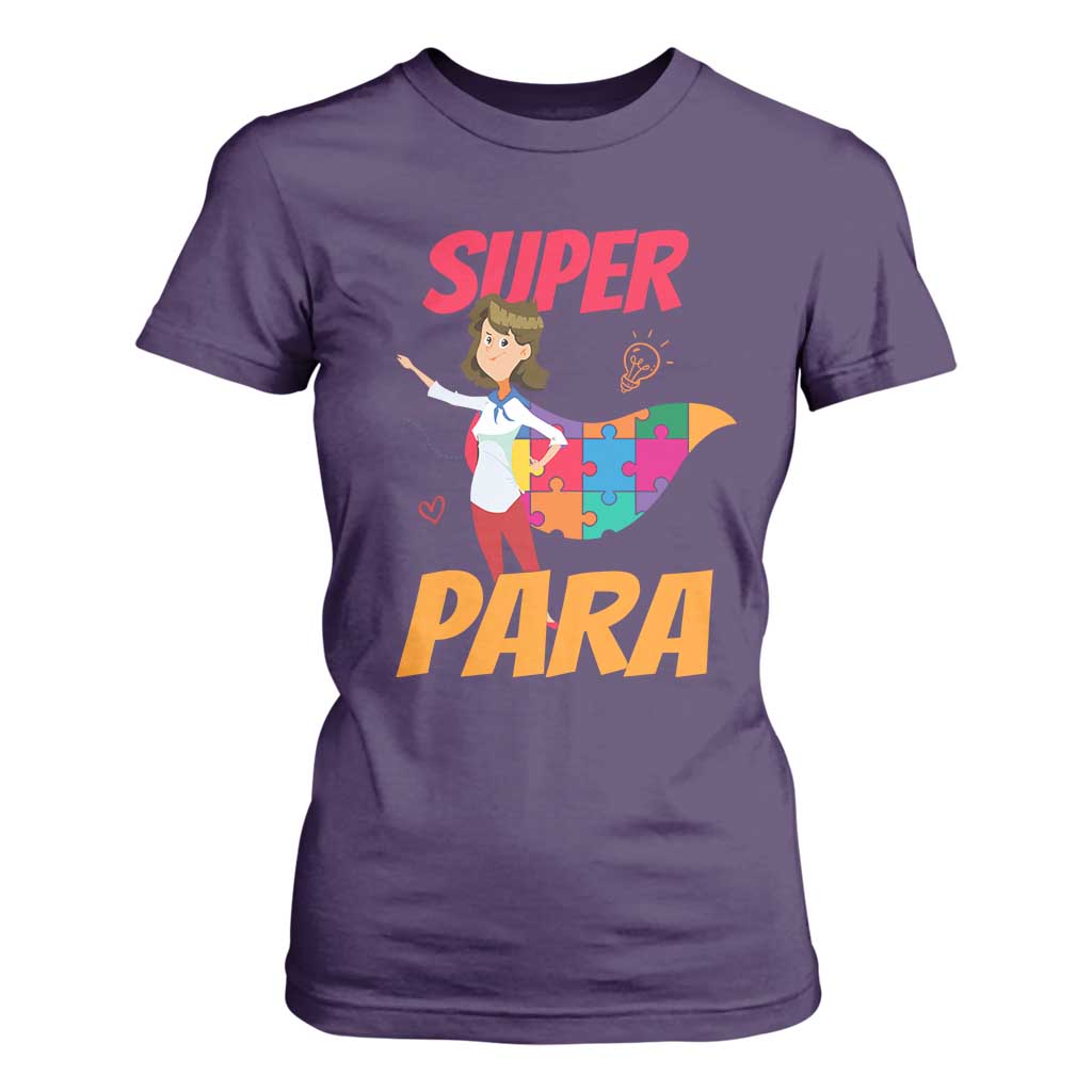 Autism Paraprofessional Teacher T Shirt For Women Super Para Hero Support TS01 Purple Printyourwear