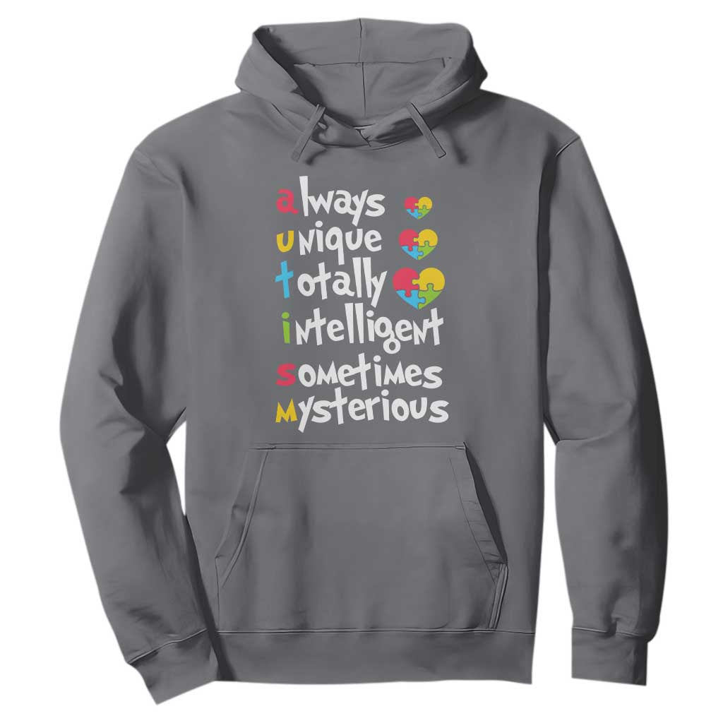 Autism Definition Hoodie Always Unique Totally Intelligent Sometimes Mysterious Puzzle Heart TS01 Charcoal Printyourwear