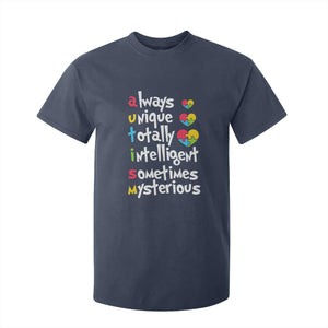 Autism Definition T Shirt For Kid Always Unique Totally Intelligent Sometimes Mysterious Puzzle Heart TS01 Navy Printyourwear