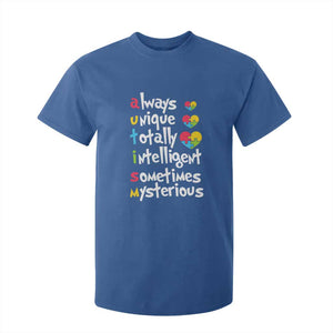 Autism Definition T Shirt For Kid Always Unique Totally Intelligent Sometimes Mysterious Puzzle Heart TS01 Royal Blue Printyourwear