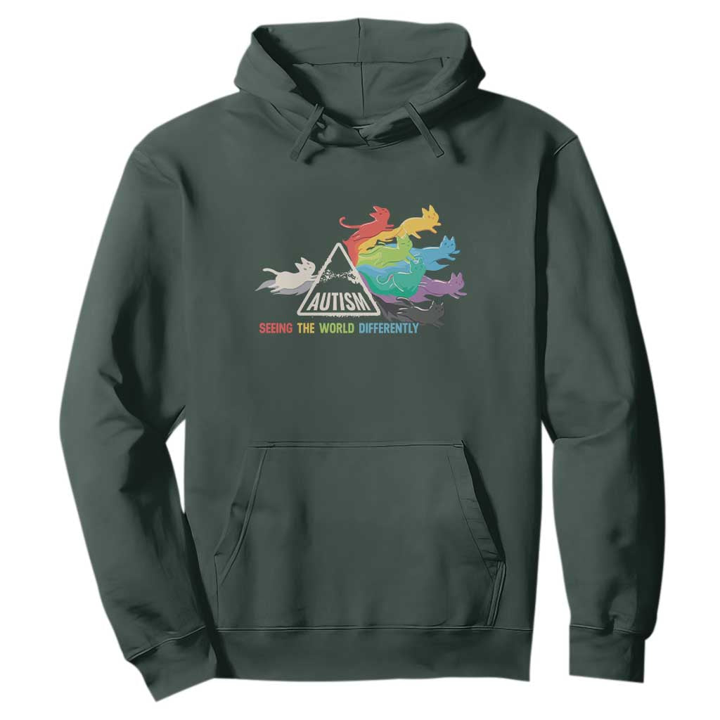 Cat Autism Hoodie Seeing The World Form A Different Angle TS01 Dark Forest Green Printyourwear