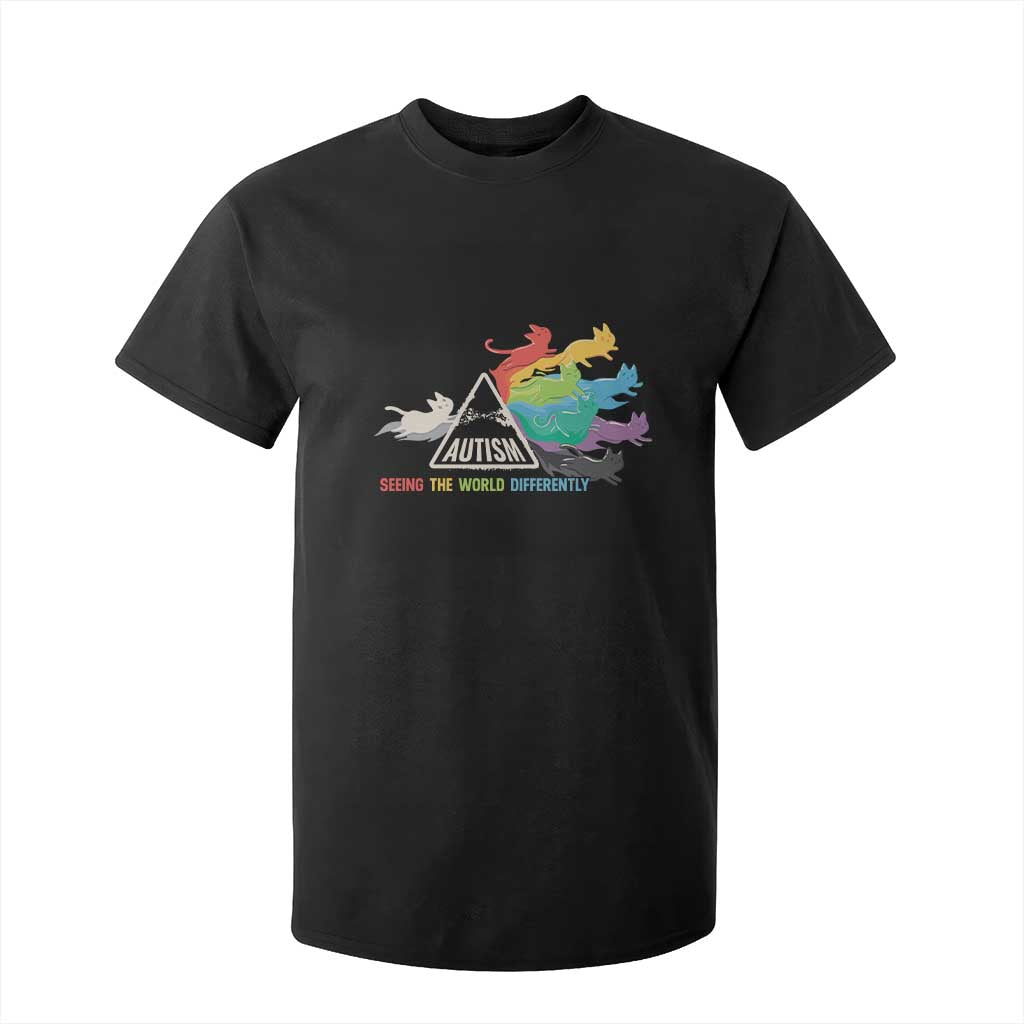 Cat Autism T Shirt For Kid Seeing The World Form A Different Angle TS01 Black Printyourwear