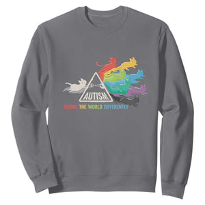 Cat Autism Sweatshirt Seeing The World Form A Different Angle TS01 Charcoal Printyourwear