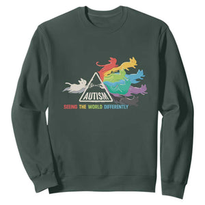 Cat Autism Sweatshirt Seeing The World Form A Different Angle TS01 Dark Forest Green Printyourwear