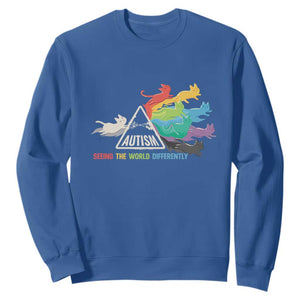 Cat Autism Sweatshirt Seeing The World Form A Different Angle TS01 Royal Blue Printyourwear