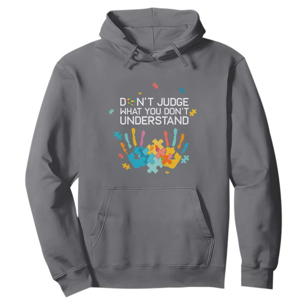 Autism Awareness Hoodie Don't Judge What You Don't Understand Puzzle Hand TS01 Charcoal Printyourwear